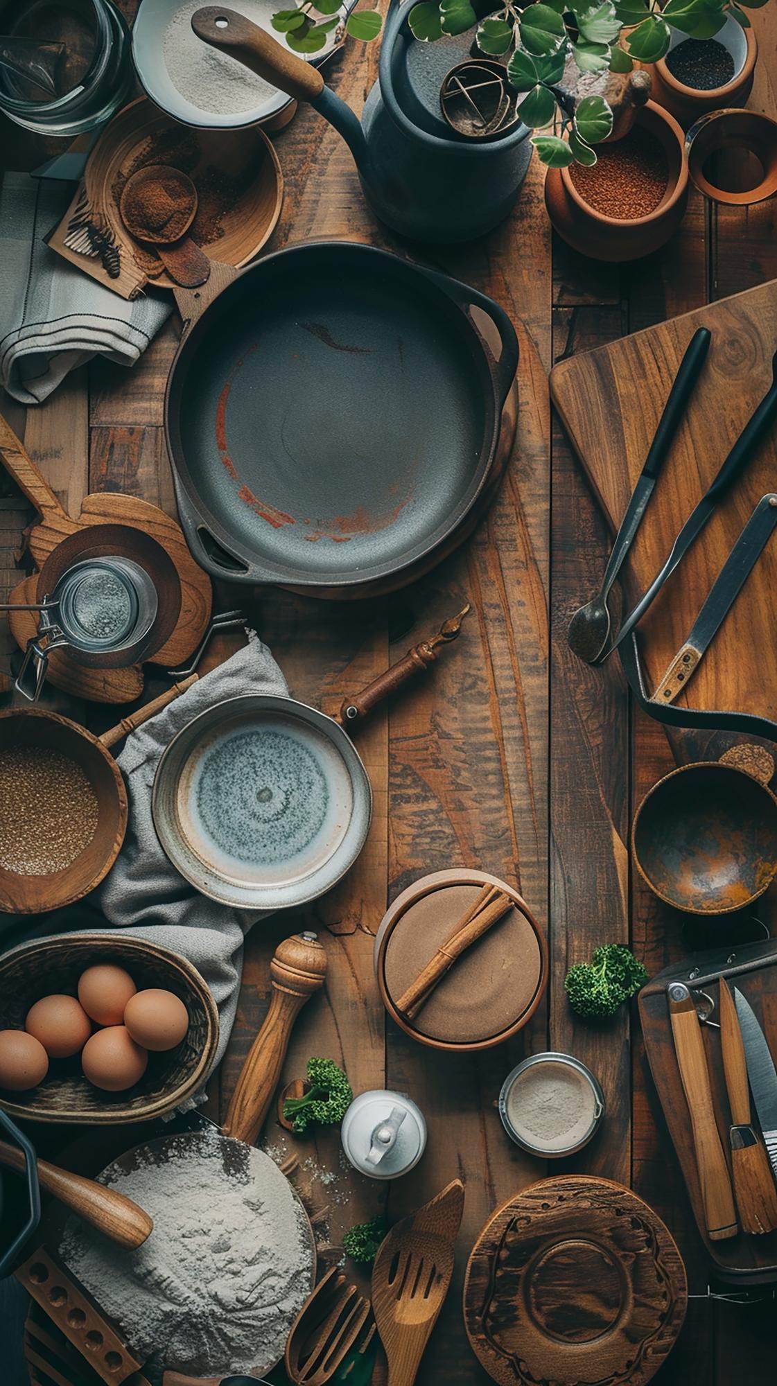 Studio cucina artigianale con attrezzi in vista